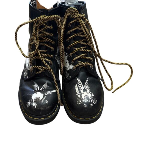 Dr Martens Rick Griffin Boots Black Size M7 W8 - Picture 3 of 12